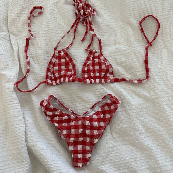 Montce Other - Montce swim red check gingham bikini set